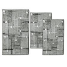 Tris Tappeto camera scendiletto stile moderno geometrico CUBICO Grigio Made In I
