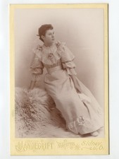 CAB CARD PHOTO LADY W/ BOWS ON DRESS FROM SIDNEY OHIO BY VANDERGRIFT