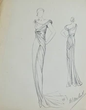 Atelier VIONNET - original drawing - pencil - dress 508