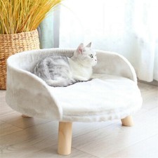 Soft Pet Bed with Padded Mat Stool Cat Kitten Hideaway House Sleeping Rest Seat
