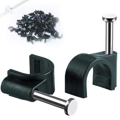 Runde schwarze TV-Kabel ORGANIZER Kabel Clips 7 mm Packung mit 100 UK Qualität