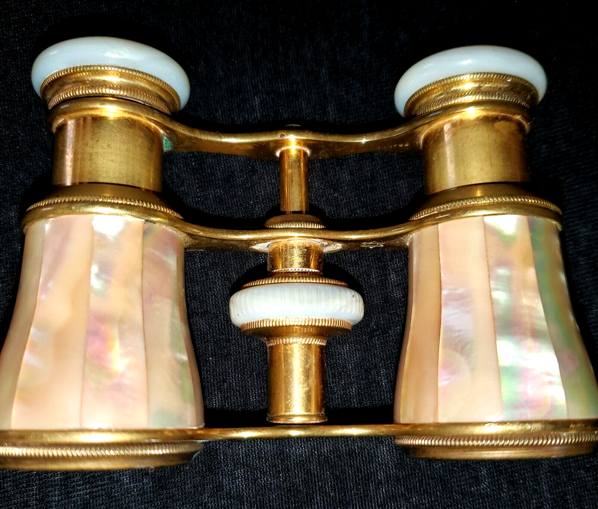 Opera Glasses Colmont FT Paris Mother Of Pearl & Brass Antique