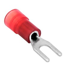 100 Spade Fork Terminal Connector Nylon Red 22-18 GA AWG Gauge 6 Stud Speaker