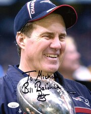 BILL BELICHICK HAND SIGNED 8x10 PHOTO   NEW ENGLAND PATRIOTS    TO MICHAEL   JSA