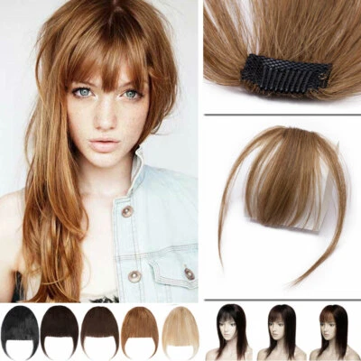 Thin Neat Air Bangs Real Remy Human Hair Extensions Clip in on Fringe Hair Piece