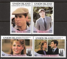 Union Island St Vincent Royal Wedding Andrew & Ferguson MNH (SC# 228-229)