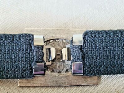 Vintage Rocker Biker Metal Accented Belt Stretch Hook Enamel Buckle W Blue Beads Vintage Rocker Biker Metal Accented Belt Stretch Hook Buckle  main image 4