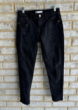 Zara Black Python Print Snakeskin Mid-Rise Skinny Jeans Women's Size 6.