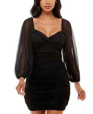 B Darlin Juniors' Ruched Bodycon Dress, BLACK, SIZE-XXS
