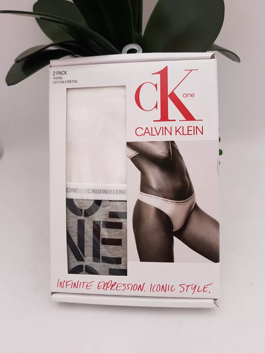 CALVIN KLEIN Women 2 Pack Cotton Stretch Thong Size M RRP £30