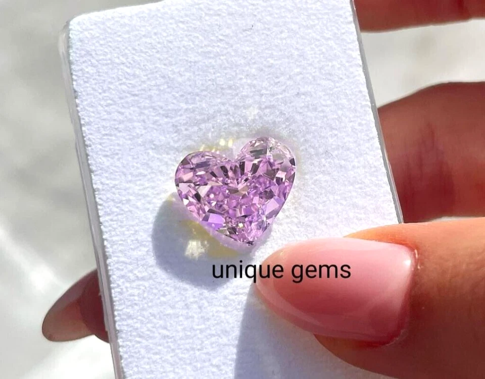 Piedra preciosa de 2 quilates de color púrpura claro corte corazón VVS1 diamante calidad premium 8x8 mm Foto 2 de 4