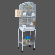 Dome Top High Bird Cage on Stand with Play Toys Nesting Box Canary Finch