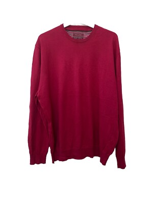 Emidio Tucci Men's Sweater Medium ( L ) Red Cotton Cashmere Blend Pullover#Z16