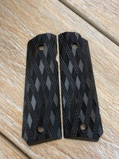1911 Gaboon Ebony Wood Grips Government Full Size Colt - Skip Checkered