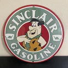 VINTAGE SINCLAIR FLINT STONES GASOLINE OIL PORCELAIN SIGN