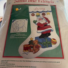 Vintage DIMENSIONS Santa And Friends No Count Cross-Stitch 8363 Stocking Open