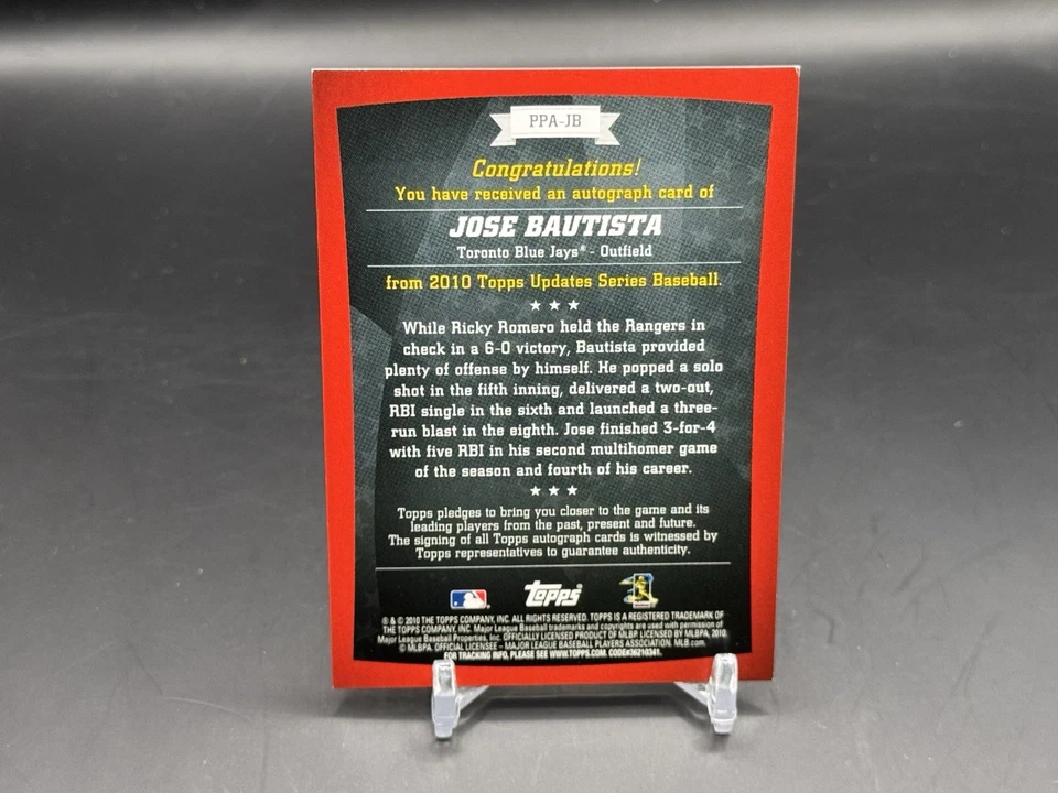 2010 Topps Peak Performance Autographs #JB Jose Bautista AUTO BLUE JAYS - Image 2 of 2