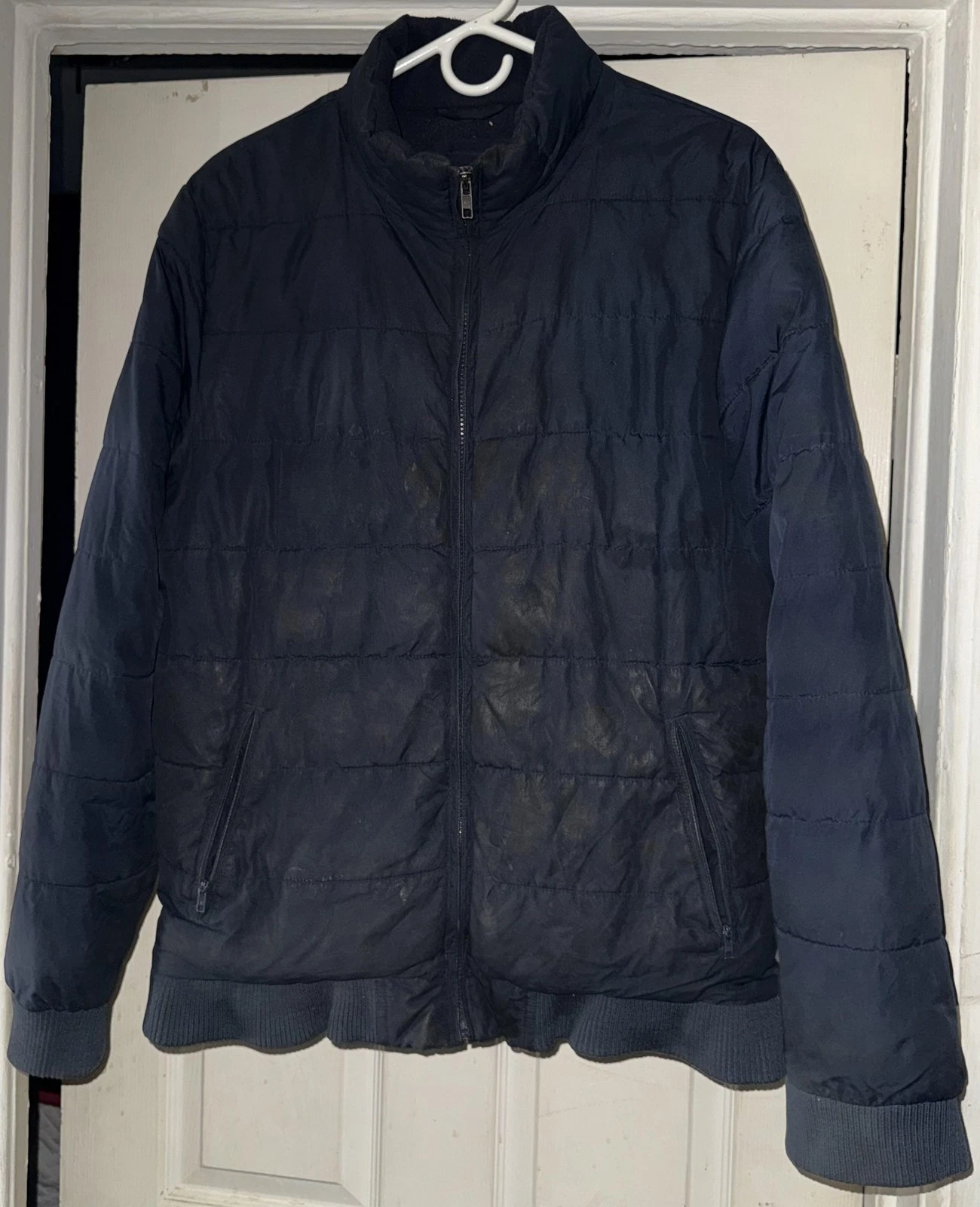 Gap Jacket Mens Medium Blue Puffer Quilted Full Zip Winter Coat Warm Casual