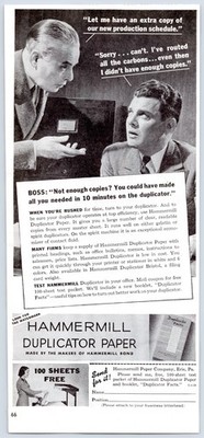 Hammermill Duplicator Paper Gelatin Spirit Stencil Office Erie PA 1939 Print Ad