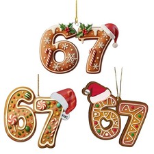 3PCS 67 Meme Funny Christmas Ornaments 2025, 6 7 Ornament, Santa Ornaments fo...