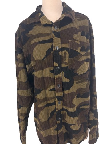 Frye, Vintage Frye & Co Camo Corduroy Button Front Shirt/Jacket Men's Size Medium
