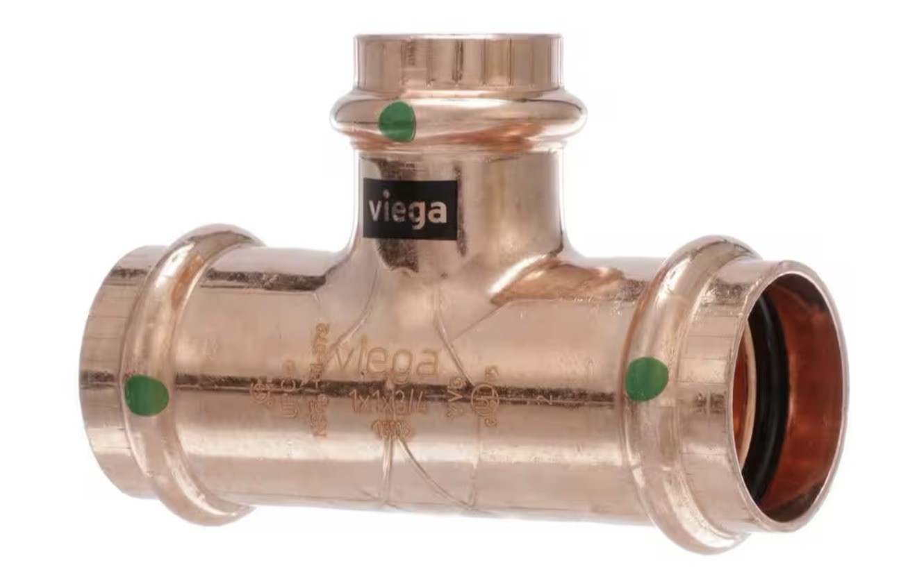 2X Viega ProPress 1 in. x 1 in. x 3/4 in. Press Copper Reducing Tee Fitting