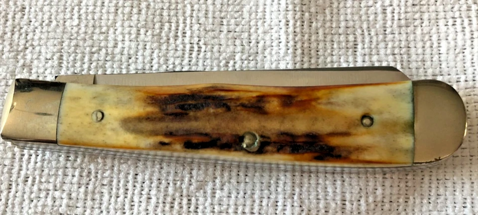 Case Blue Scroll Stag Knife 5254 SSP 3-Dot 1977 Trapper - Image 3 of 4