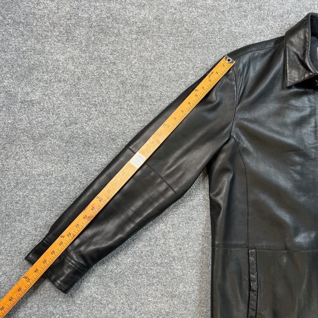 Armani Collezioni Jacket Mens 44 Black Lambskin Leather Full Zip