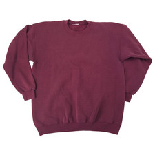 VTG 90s Brick Red Blank Crewneck Sweatshirt Sz XL Cut Tag USA Made STAIN Look