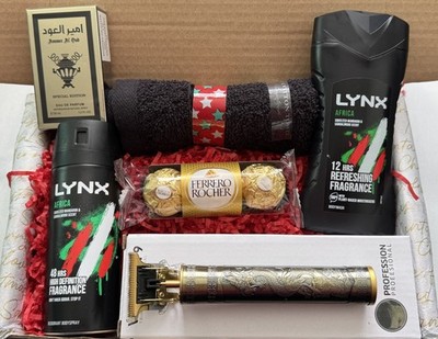 Luchs Afrika Weihnachten Geschenkset für Ihn mit Trimmer & Oudh Parfum