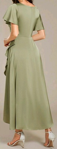 Ever-Pretty Elegant A-Line Satin Ruched High-Low Bridesmaid Wedding Guest Dress - Picture 4 of 10
