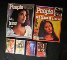 Selena Vintage Cassette Tape Lot of 4 Tejano Rare New sealed And Magazines