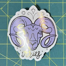 Aries Vinyl Diecut Sticker UV Fade Resistant Dishwasher Safe 3.5 X 3.5