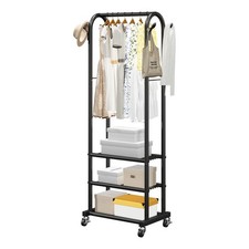 Uimoso Rolling Garment Rack Clothes Rack 3 Shelves  Hooks with Wheels , 99 lbs