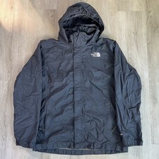 The North Face Hyvent Jacket Boys XL Gray Black Hiking Hooded Outdoor Rain Youth