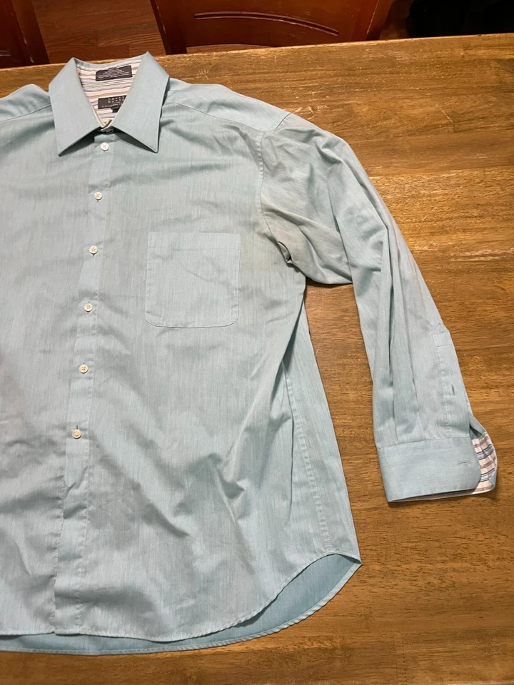 Crazy Horse Shirt, Men's Size 17 34-35, Green, Button Up, Long Sleeve - Image 4 of 4