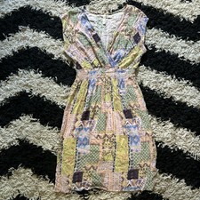 Gilli Vintage 90’s Boho Patchwork V-Neck Sleeveless Midi Dress Women’s Medium