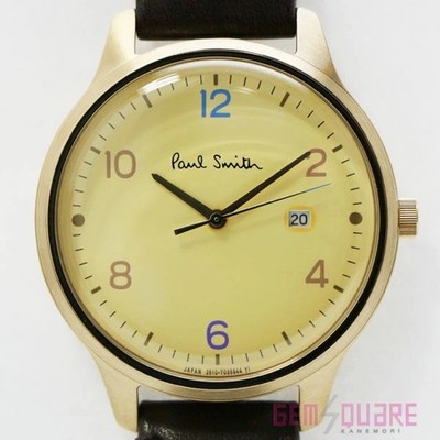 Paul Smith The City Quarzuhr Herren Ledergürtel goldenes Zifferblatt aus Japan
