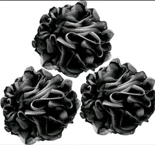 Lot of 3 Loofah Bath Sponges – Soft Mesh Shower Poufs for Body Wash & Bathing 