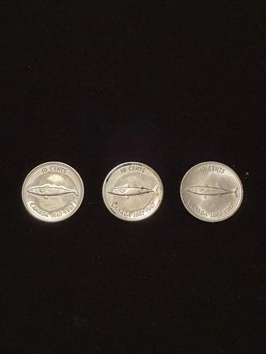 Lot 3 Canada Silver Dimes 1967 Mackerel Centennial .800 Fine Silver Coin