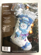 Bucilla Felt Snowflake Snowman Stocking Kit 18 Inch Unopened Stanziani No 86059