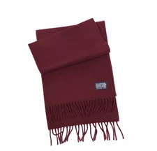 Land's End Vintage Wool Scarf Burgundy Fringe Great Britain Men's Women's 11x60"