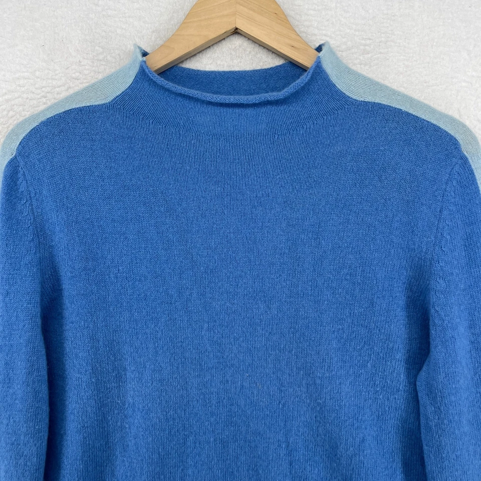 Suéter para mujer VINEYARD VINES 2XS elevado 100 % cachemir cuello redondo pulóver azul Foto 4 de 4