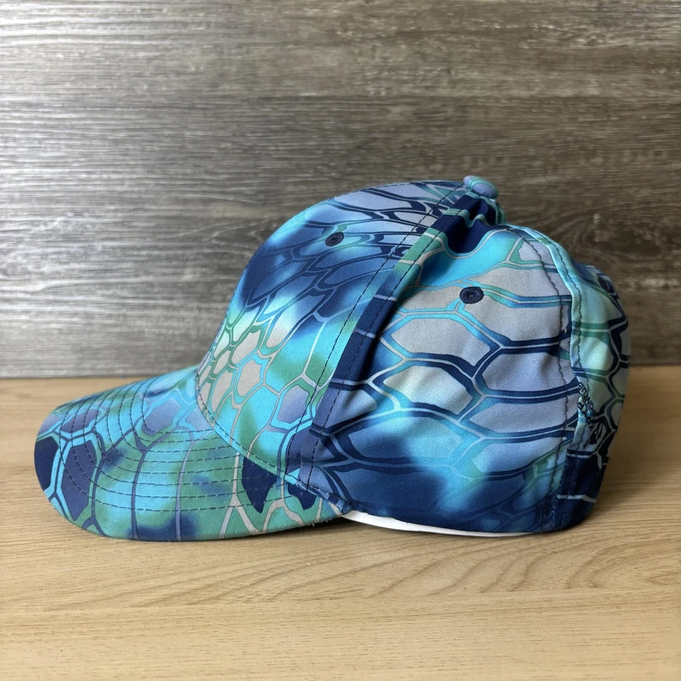 Gorra Kryptek Ajustada Para Hombre Pequeña Mediana Azul Verde Pontus Camuflada Pesca Flexfit Foto 4 de 4