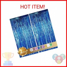 BEISHIDA 2 Pcs Blue Door Streamers Tinsel Curtain Party Backdrop Fringe Foil Wal