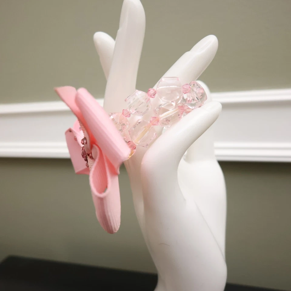 Pulsera Tarina Tarantino Rosa Arco Cinta Gruesgrain Lucite Swarovski Firmada Foto 2 de 4