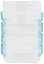 Joy Filled Storage Stackable Containers 4/Pkg Clear/Turquoise 3"X2.5"X1"
