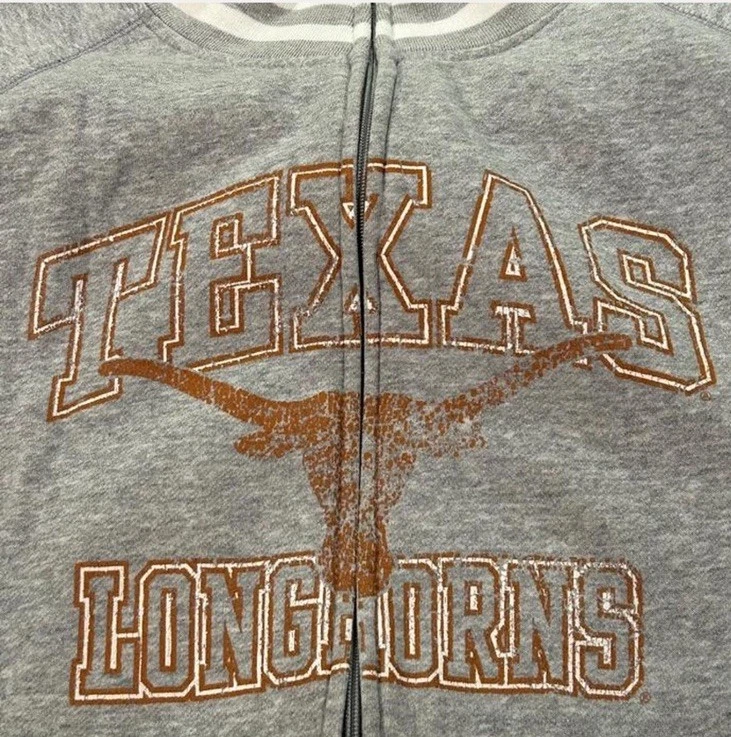 Texas Longhorns NCAA Cremallera Completa Sudadera Suéter Gris Naranja Para Hombres XL UT Austin Foto 3 de 4