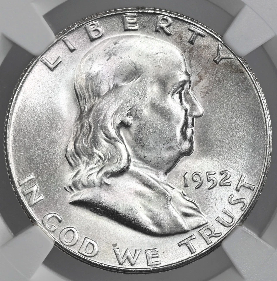 1952-S  50C FRANKLIN SILVER HALF DOLLAR  NGC MS64 #8164557-031 - TONING SPOTS - Image 2 of 4