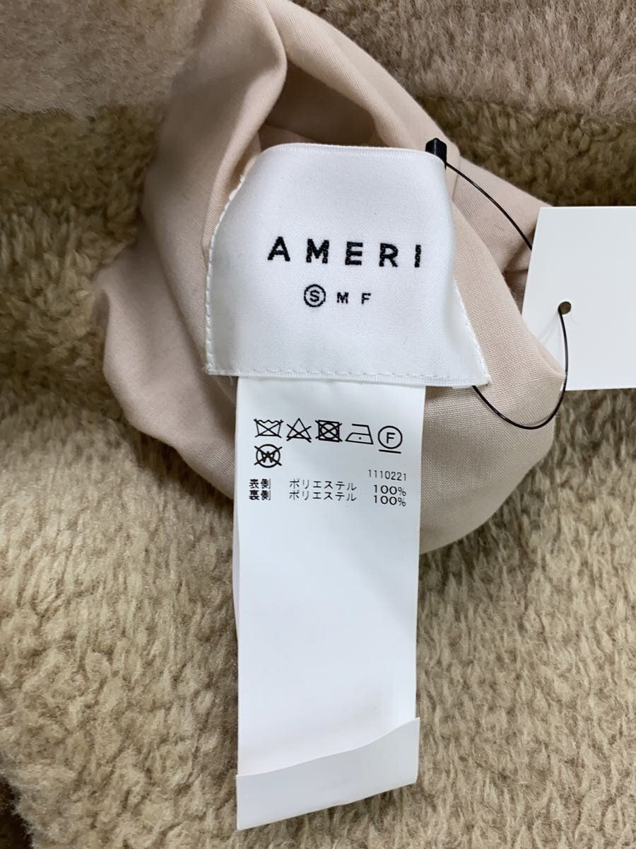 AMERI◆24AW FABRIC BLOCKING LONG BOA VEST/S/BEG/0124206440580 B STONE vest 24AW FABRIC BLOCKING LONG BOA S Beige